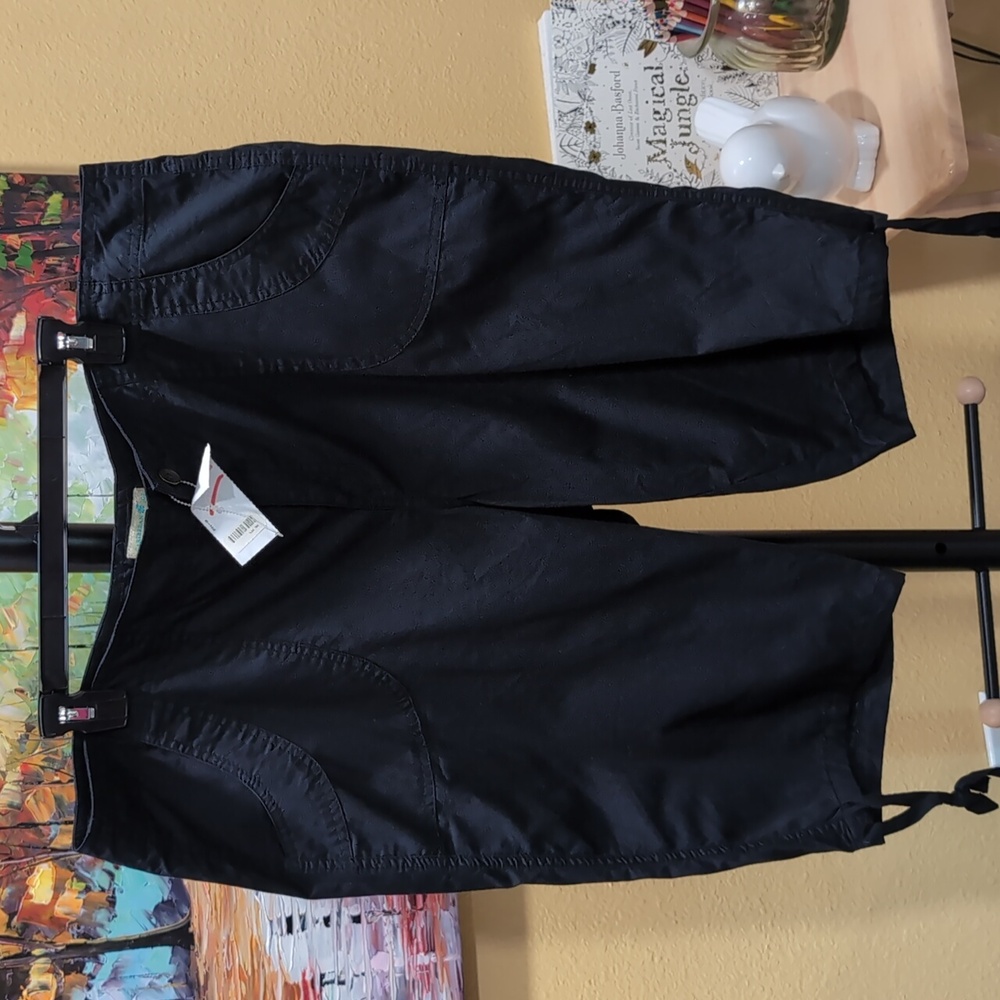 Caribbean Joe Black Women's Drawstring Cargo Shorts